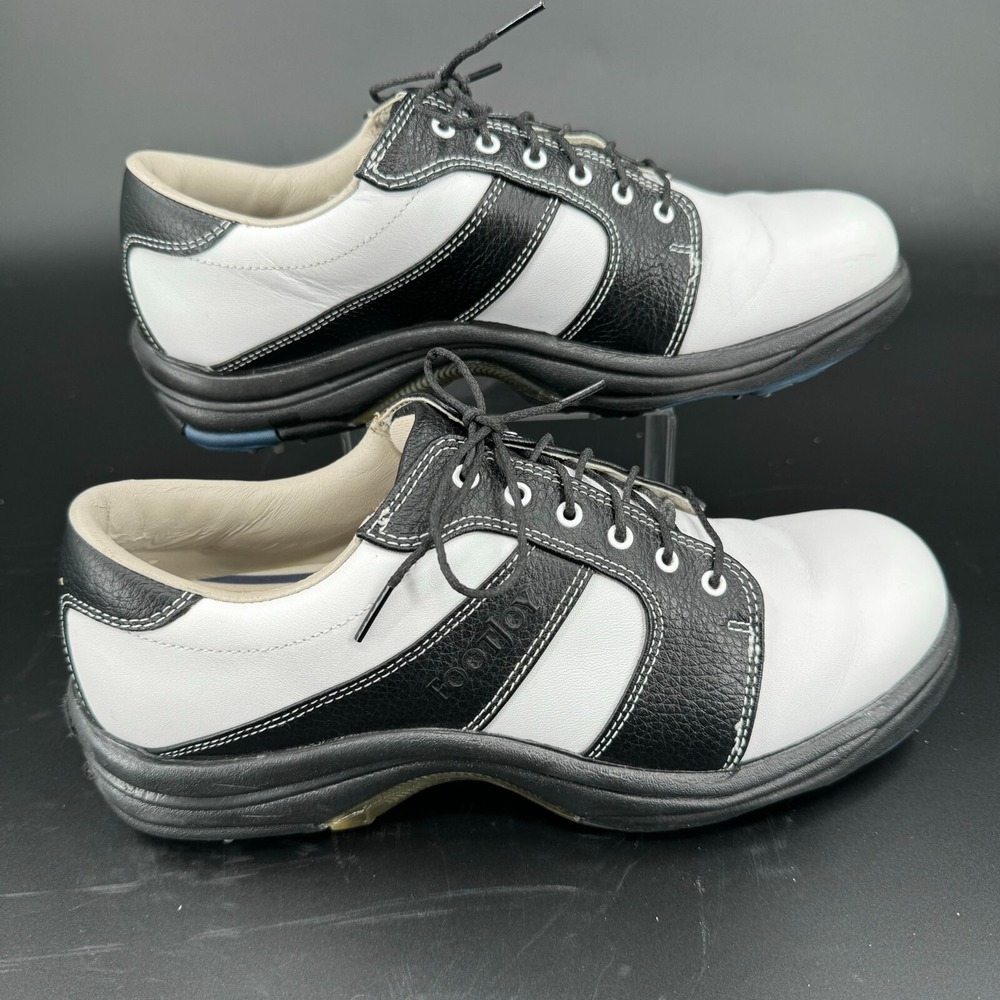 FootJoy Contour‎ Series WOMENS Black White Lace Up Soft Spikes Golf Shoes 7.5M